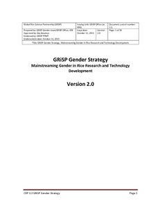 CGIAR Research Program on Rice (GRiSP) - Gender Strategy