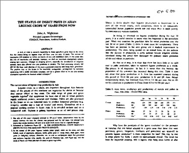 The Status Of Insect Pests In Asian Legume Crops 10' Years From Now