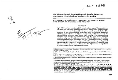 Multilocational Evaluation of Some Selected Chickpea Nodulation Variants in India