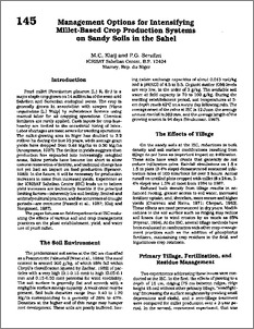 Management Options for Intensifying Millet Based Crop Production Systems on Sandy Soils in the Sahel