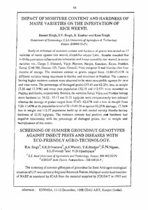 Screening of summer groundnut genotypes against insect pests and diseases with eco-friendly agro-technology