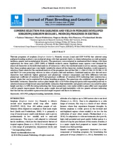 Combine selection for earliness and yield in pedigree developed sorghum (sorghum bicolor l. Moench) progenies in eritrea