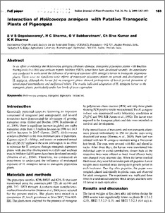 Interaction of Helicoverpa armigera with putative transgenic plants of pigeonpea