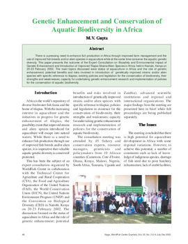 Genetic enhancement and conservation of aquatic biodiversity in Africa