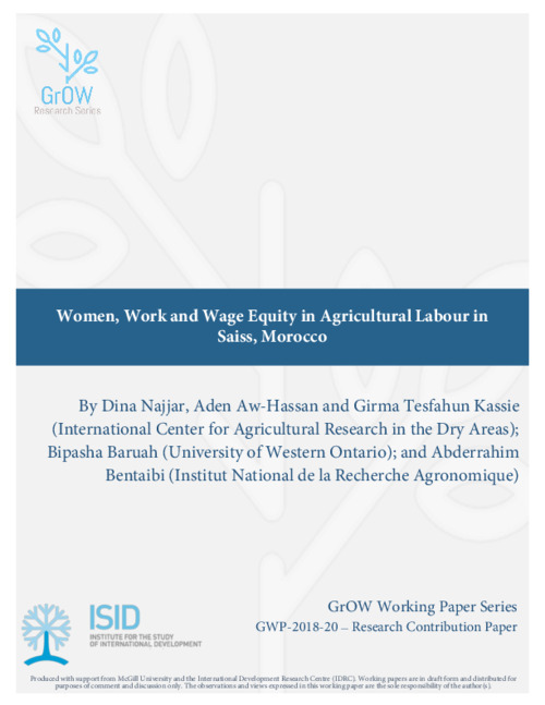 Women, work, and wage equity in agricultural labour in Saiss, Morocco