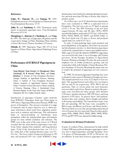 Performance of ICRISAT pigeonpeas in China