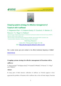 Cropping systems strategy for effective management of Fusarium wilt in safflower