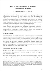 Role of working groups in network collaborative research