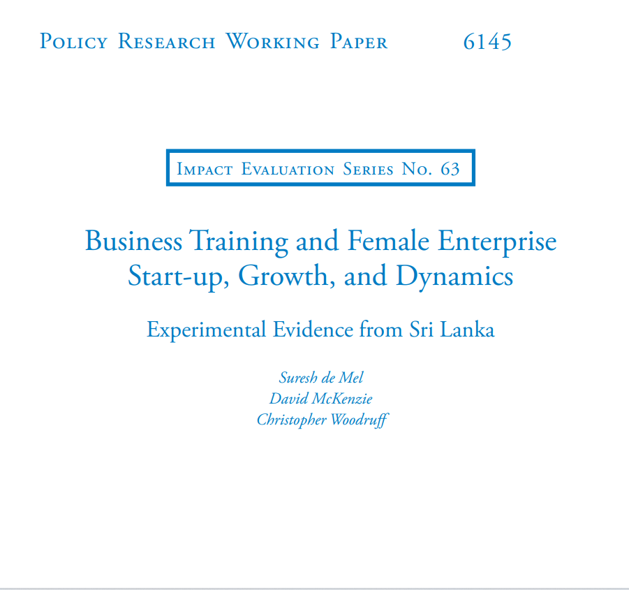 Business Training and Female Enterprise Start-up, Growth, and Dynamics