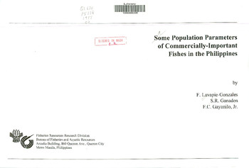 Some population parameters of commercially-important fishes in the Philippines