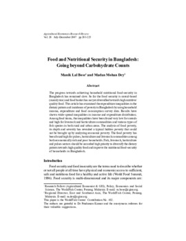 Food and nutritional security in Bangladesh: going beyond carbohydrate counts