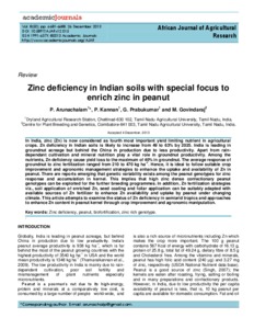 Zinc deficiency in Indian soils with special focus to enrich zinc in peanut
