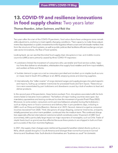 COVID-19 and resilience innovations in food supply chains: Two years later