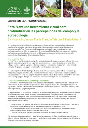 Foto-Voz: Una herramienta visual para  profundizar en las percepciones del campo y la  agroecología
