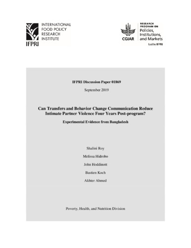 Can transfers and behavior change communication reduce intimate partner violence four years post-program? Experimental evidence from Bangladesh