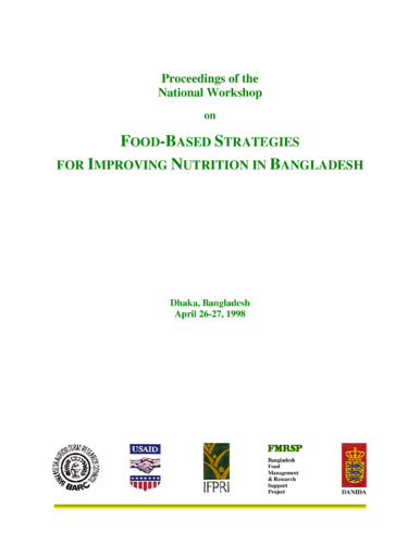 Proceedings of the national workshop on food-based strategies for improving nutrition in Bangladesh, April 26-27, 1998