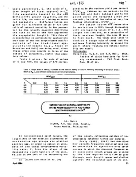 Estimation of natural mortality rates from selectivity and catch length-frequency data