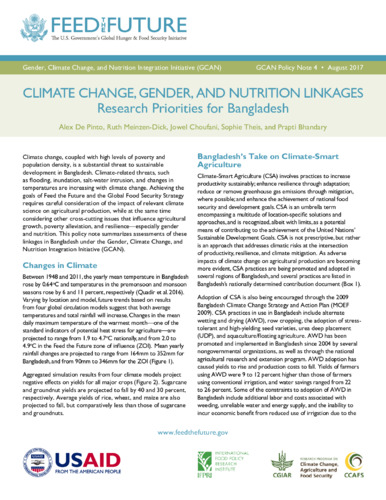 Climate change, gender, and nutrition linkages: Research priorities for Bangladesh