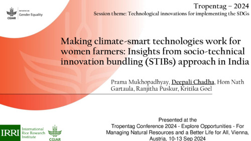 Making climate-smart technologies work for women farmers: Insights from socio-technical innovation bundling (STIBs) approach in India