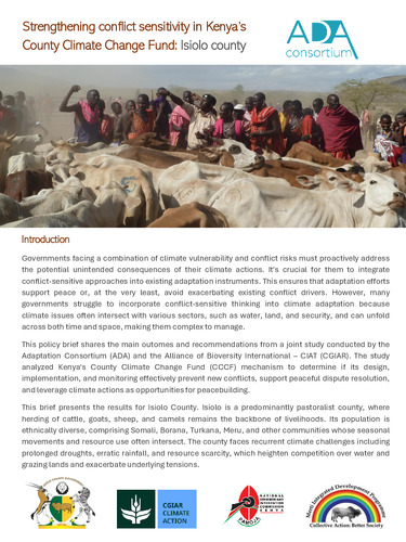 Strengthening conflict sensitivity in Kenya’s county climate change fund: Isiolo county