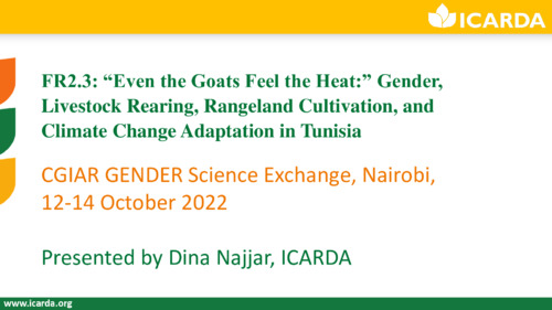 FR2.3: Even the Goats Feel the Heat: Gender, Livestock Rearing, Rangeland Cultivation, and Climate Change Adaptation in Tunisia