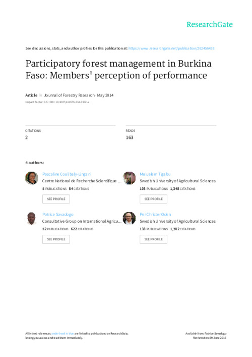 Participatory forest management in Burkina Faso: Members’ perception of performance