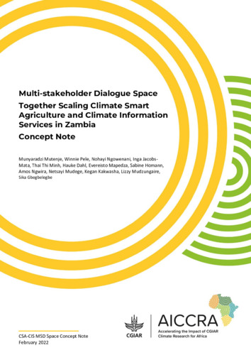 Multi-stakeholder Dialogue Space Together Scaling Climate Smart Agriculture and Climate Information Services in Zambia - Concept Note