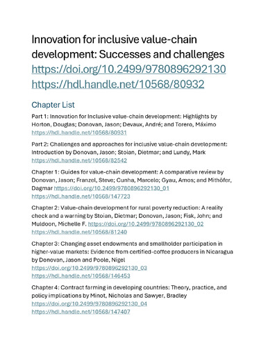 Innovation for inclusive value-chain development: Successes and challenges