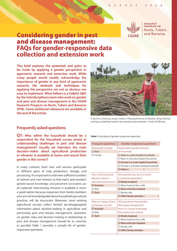 Considering gender in pest and disease management: FAQs for gender-responsive data collection and extension work