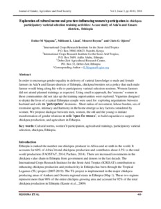 Exploration of cultural norms and practices influencing women’s participation in chickpea participatory varietal selection training activities: A case study of Ada’a and Ensaro districts, Ethiopia