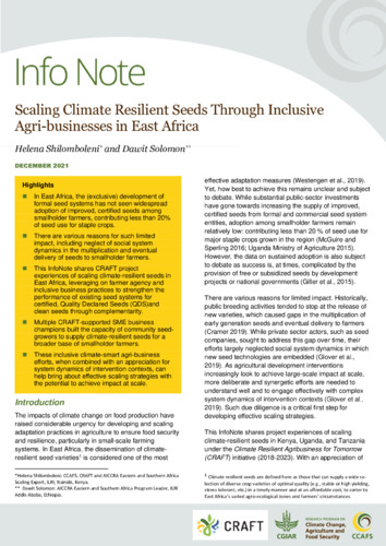 Scaling Climate Resilient Seeds Through Inclusive Agri-businesses in East Africa