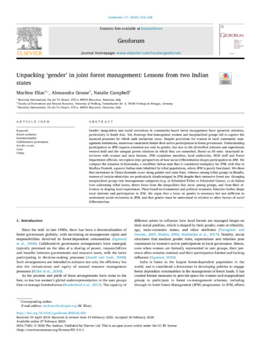 Unpacking ‘gender’ in joint forest management: Lessons from two Indian states
