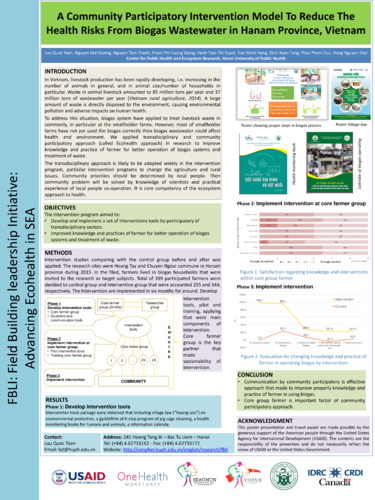 A community participatory intervention model to reduce the health risks from biogas wastewater in Hanam Province, Vietnam