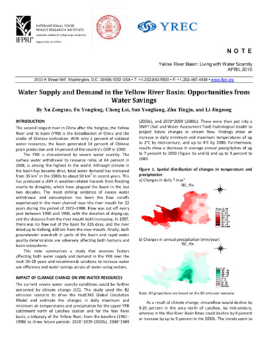 Water productivity assessment for China's Yellow river basin