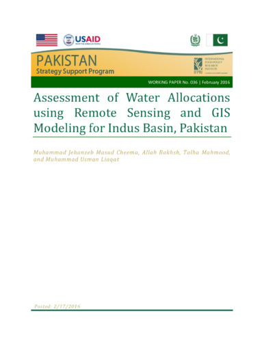 Assessment of water allocations using remote sensing and GIS modeling for Indus Basin, Pakistan