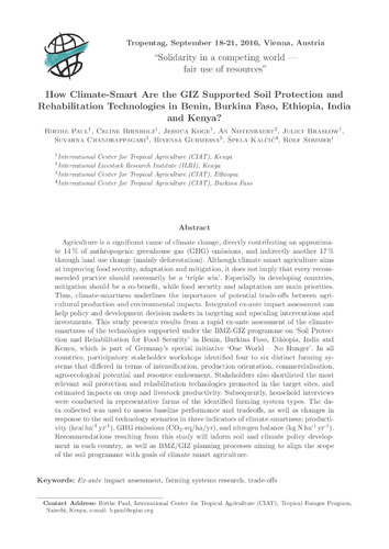 How climate-smart are the GIZ supported soil protection and rehabilitation technologies in Benin, Burkina Faso, Ethiopia, India and Kenya?