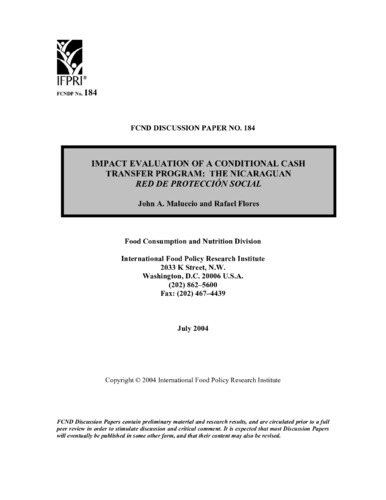 Impact evaluation of a conditional cash transfer program: the Nicaraguan Red de Protección Social
