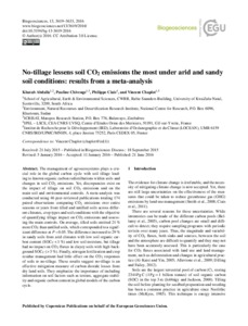 No-tillage lessens soil CO2 emissions the most under arid and sandy soil conditions: results from a meta-analysis