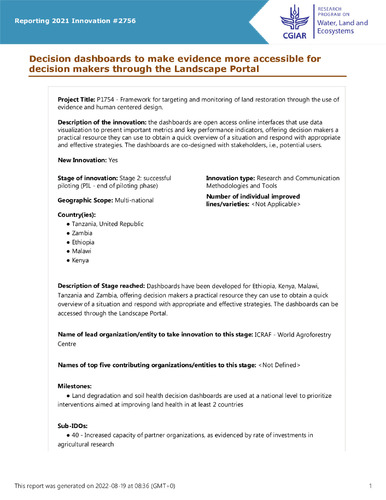 Decision dashboards to make evidence more accessible for decision makers through the Landscape Portal