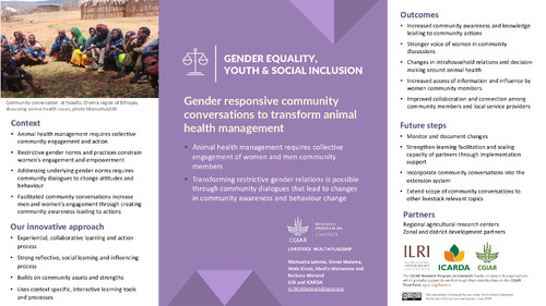 Gender responsive community conversations to transform animal health management