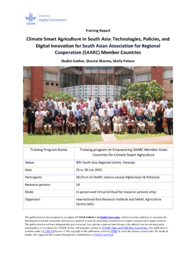Saarc Programs Climate Smart Agriculture in South Asia: Technologies, Policies, and ...