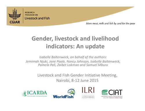 Gender, livestock and livelihood indicators: An update