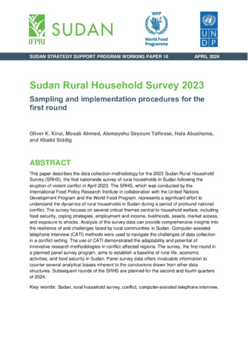 Sudan Rural Household Survey 2023: Sampling and implementation procedures for the first round