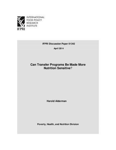 Can transfer programs be made more nutrition sensitive?
