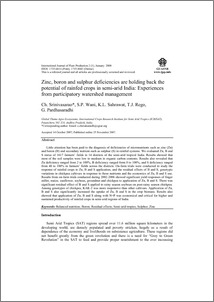 Zinc, boron and sulphur deficiencies are holding back the potential of rainfed crops in semi-arid India: Experiences from participatory watershed management