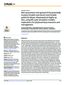 Risk assessment and spread of the potentially invasive Ceratitis rosa Karsch and Ceratitis quilicii De Meyer, Mwatawala and Virgilio sp. Nov. using life-cycle simulation models: implications for phytosanitary measures and management