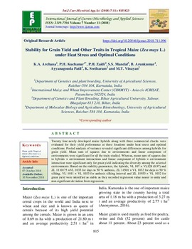 Stability for grain yield and other traits in tropical maize (Zea mays L.) under heat stress and optimal conditions