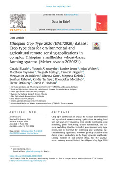 Ethiopian Crop Type 2020 (EthCT2020) dataset: Crop type data for environmental and agricultural remote sensing applications in complex Ethiopian smallholder wheat-based farming systems (Meher season 2020/21)