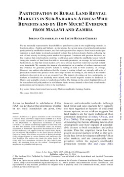 Participation in rural land rental markets in Sub-Saharan Africa: who benefits and by how much? Evidence from Malawi and Zambia