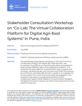 Stakeholder consultation workshop on "Co-Lab: the virtual collaboration platform for Digital Agri-food Systems" in Pune, India